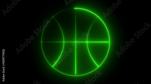 Wallpaper Mural animated green color basketball logo animation with glowing neon lines on dark night background. Torontodigital.ca