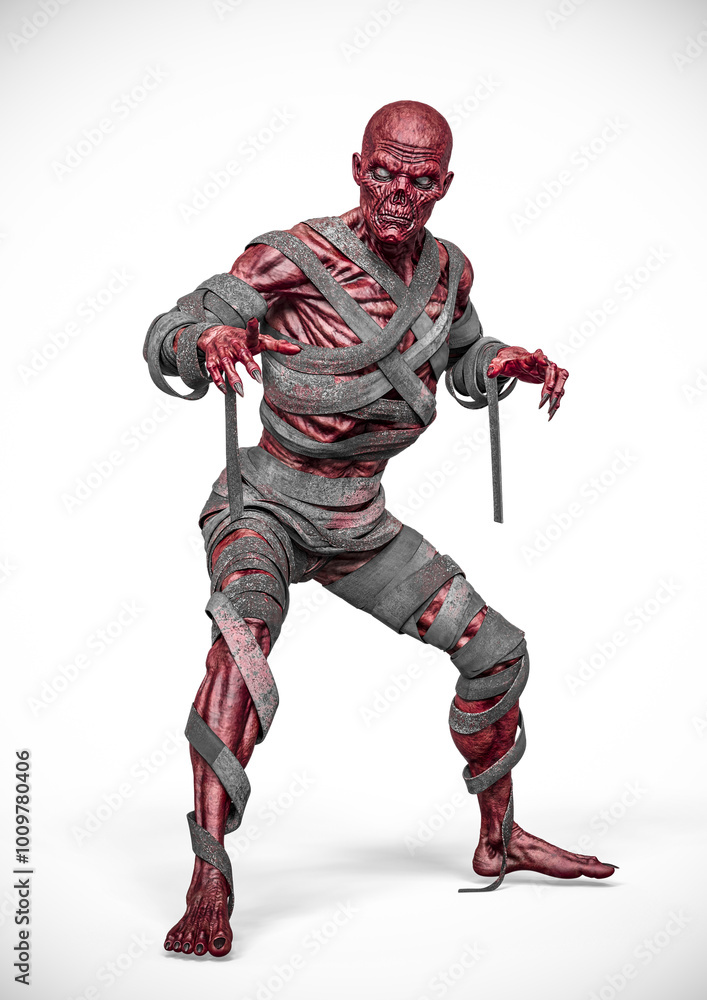 mummy in action on white background mummy in action on white background