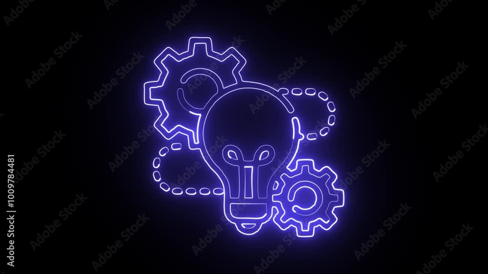 Glowing Neon Lightbulb Icon Isolated on Black Background. HD Video Motion Graphic Animation. Outline Black Vector Illustration. Outline Black Image. Glowing Neon Lightbulb Icon Isolated on Black Background. HD Video Motion Graphic Animation. Outline Black Vector Illustration. Outline Black Image.