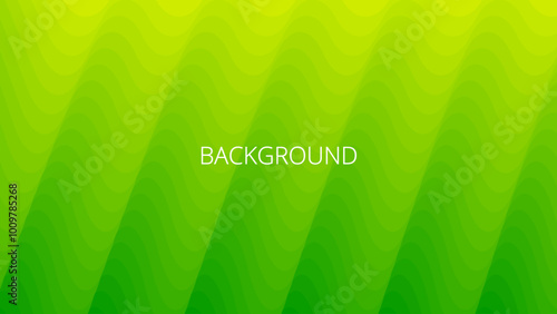 Green and yellow abstract background with sharp wavy lines and gradient transition, dynamic flame shape. Inclined bends	