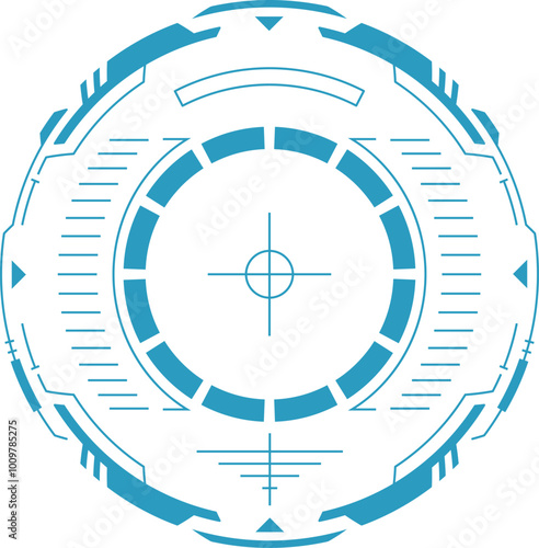 Neon pointer. Round crosshair frame for cyber game