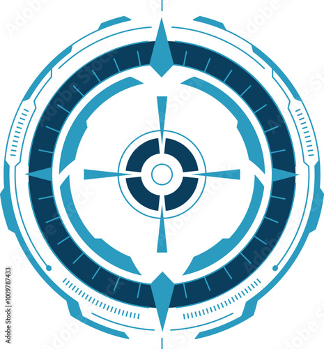 Futuristic game aim. Round cyber focus hologram