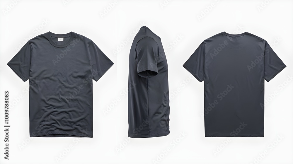 Blank Charcoal Grey T Shirt Mockup Front Side Back View Blank Charcoal Grey T Shirt Mockup Front Side Back View