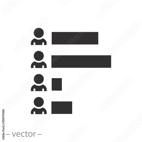 data vote, exit poll icon, results election or politics survey, infographic, flat vector illustration