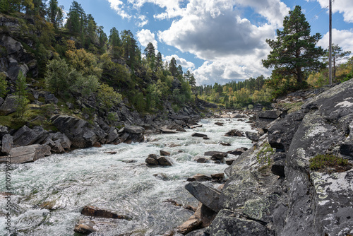 Rocky river cascades, Sweden