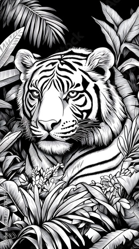 Jungle tiger coloring sheet for kids fun activity picture
