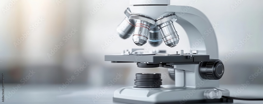 High-quality microscope showcasing advanced optical design in a clean lab environment, ideal for scientific research and education. High-quality microscope showcasing advanced optical design in a clean lab environment, ideal for scientific research and education.