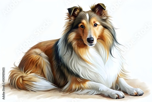 Clever Collie Dog Portrait Art Realistic Soft Fur Expressions