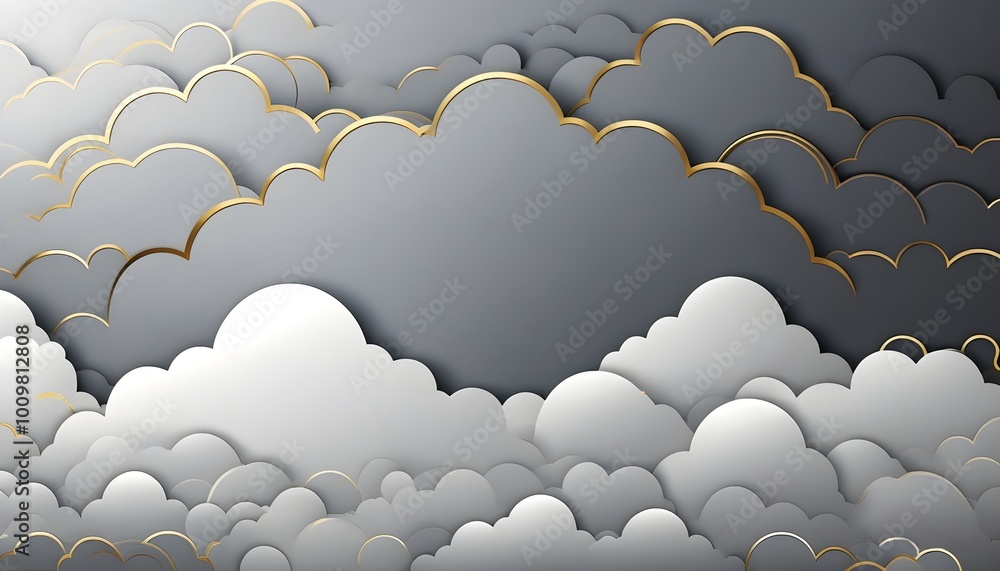minimal text frame with soft gray clouds and gold accents minimal text frame with soft gray clouds and gold accents