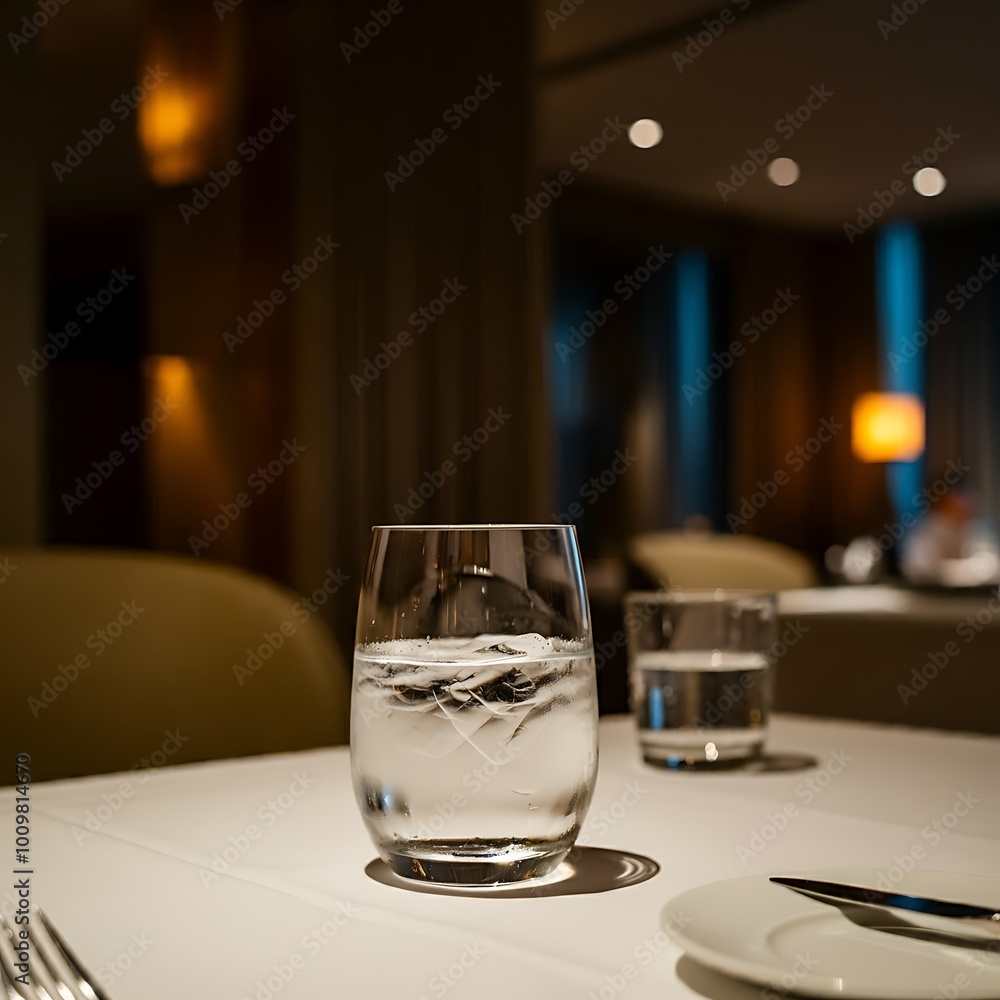 A Glass of Water on the Restaurant Table A Glass of Water on the Restaurant Table