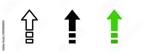 Upgrade arrow icon. Increase upward symbol. Level up arrow vector illustration. Chart boost sign. Growth pictogram. Success raising arrow concept. Green profit diagram.