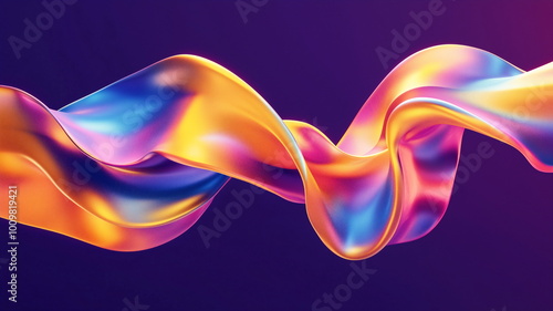 Glossy intertwining ribbon-like form featuring vibrant colors, futuristic abstract flowing design