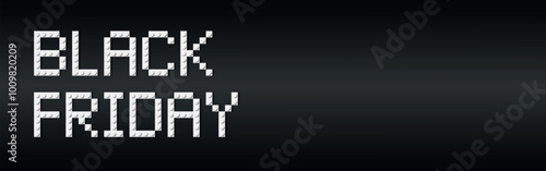 Black Friday banner made of white plastic brick toy blocks on black background. Building bricks font. Vector illustration. Friday with a big sale