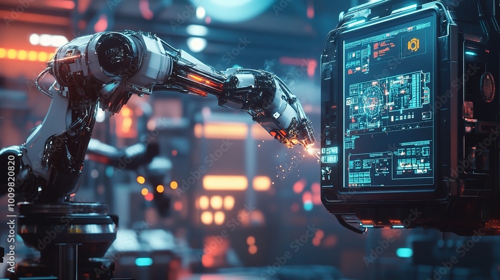 Intelligent Robot Arm in Advanced Welding Factory Intelligent Robot Arm in Advanced Welding Factory