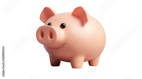 Cute Pink Piggy Bank isolated on Transparent Background PNG