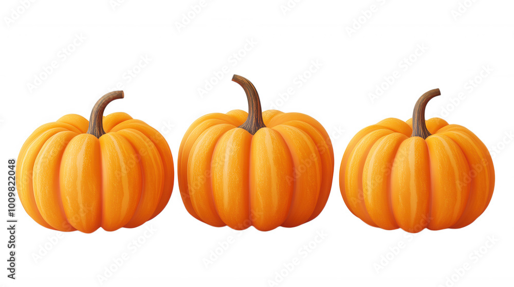 Three Orange Pumpkins isolated on Transparent Background PNG Three Orange Pumpkins isolated on Transparent Background PNG