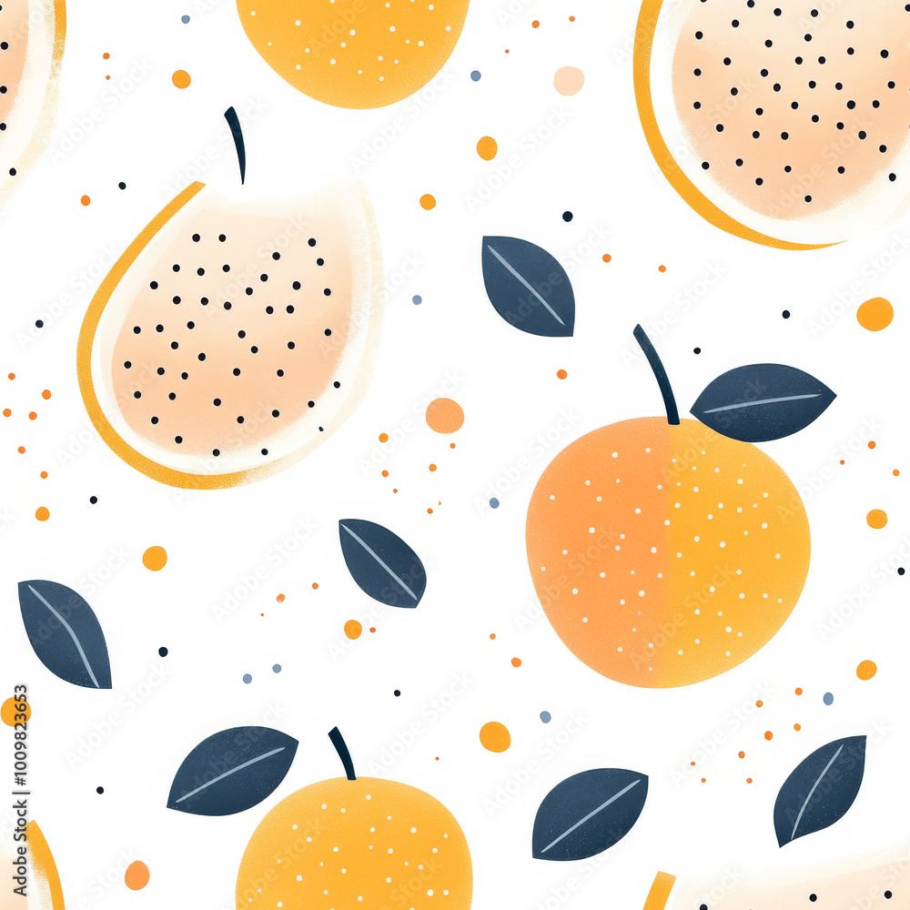 Bright and cheerful oranges and pears in a seamless pattern, perfect for food-related designs or children’s products. Bright and cheerful oranges and pears in a seamless pattern, perfect for food-related designs or children’s products.