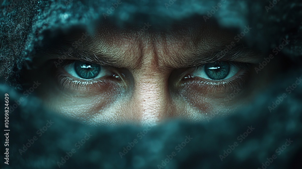 A man with blue eyes is looking at the camera A man with blue eyes is looking at the camera