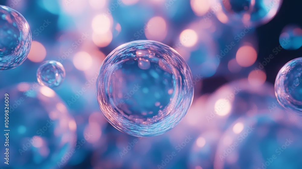 Spheres or balls merge like liquid wax drops or metaballs in-air. Liquid gradient of blue colors on beautiful drops with glow, scattering light inside. 3D render. Spheres or balls merge like liquid wax drops or metaballs in-air. Liquid gradient of blue colors on beautiful drops with glow, scattering light inside. 3D render.