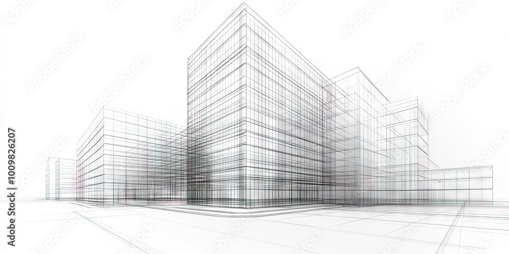 e-frame style rendering in 3D portrays the concept of a corporate headquarters, e-frame style rendering in 3D portrays the concept of a corporate headquarters,