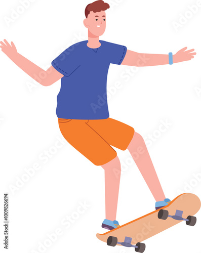 Young man on skateboard. Urban lifestyle. Outdoor activity