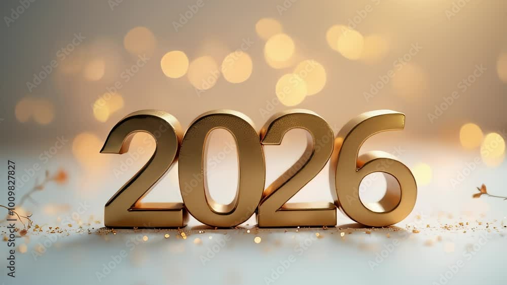 Elegant 2026 New Year Celebration Background with Golden Glitter and Bokeh Lights. Ideal for Christmas and New Year Celebrations. Elegant 2026 New Year Celebration Background with Golden Glitter and Bokeh Lights. Ideal for Christmas and New Year Celebrations.