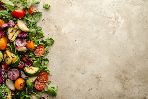 Wallpaper Mural Grilled vegetables and fresh salad on a rustic background with copy space. Torontodigital.ca