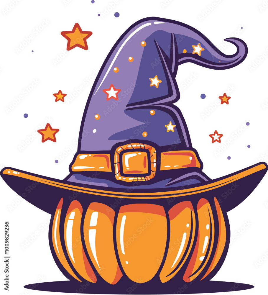 Halloween Pumpkin Witch Hat Illustration Vector Halloween Pumpkin Witch Hat Illustration Vector