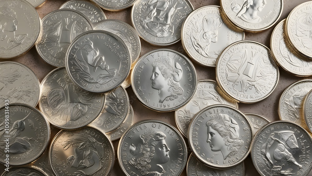 surface full of silver coin illustration background surface full of silver coin illustration background