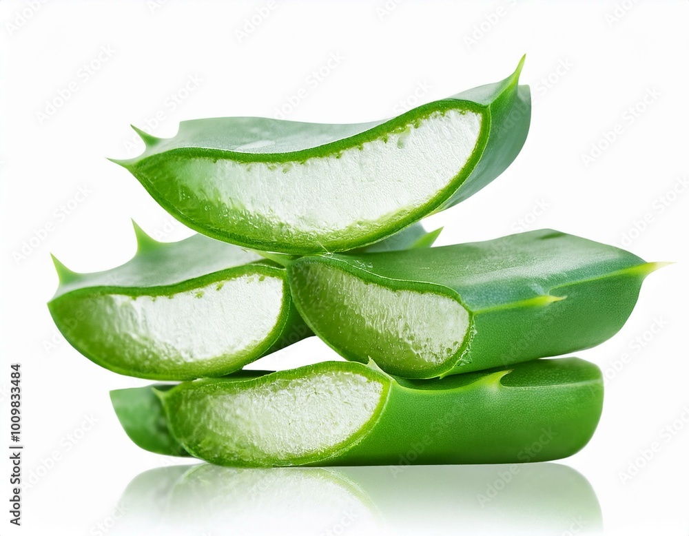 aloe vera, pieces of aloe vera on white background, cosmetic use, beauty and health aloe vera, pieces of aloe vera on white background, cosmetic use, beauty and health