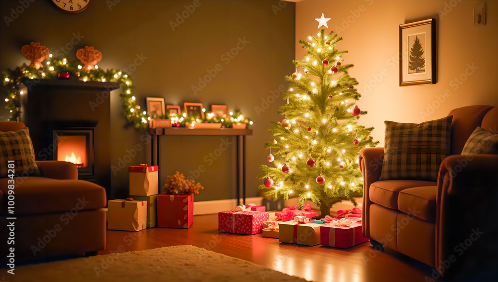 living room with christmas tree living room with christmas tree
