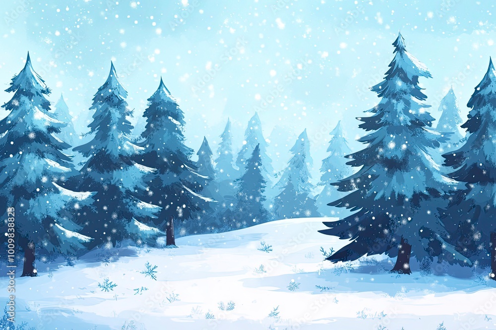 Beautiful winter landscape with snow covered trees.Christmas background with generative ai Beautiful winter landscape with snow covered trees.Christmas background with generative ai
