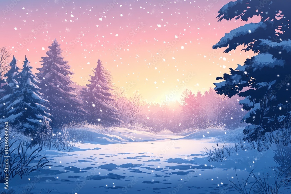 Fototapeta premium Beautiful winter landscape with snow covered trees.Christmas background with generative ai