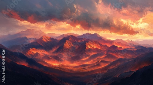 Majestic Mountain Range at Sunset