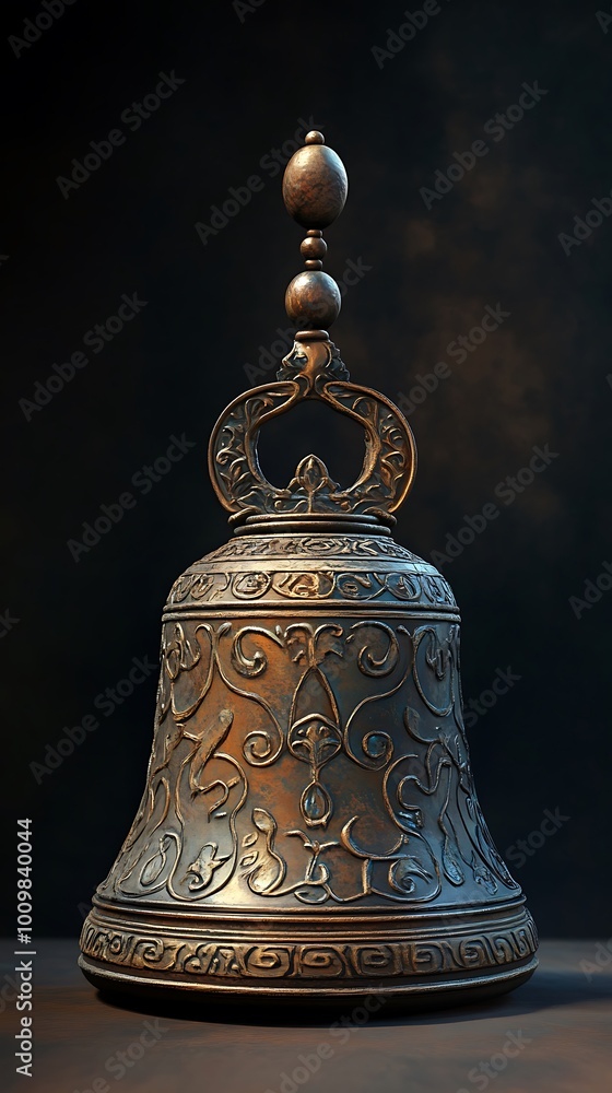 Decorative bell from India highlighting intricate traditional patterns image Decorative bell from India highlighting intricate traditional patterns image