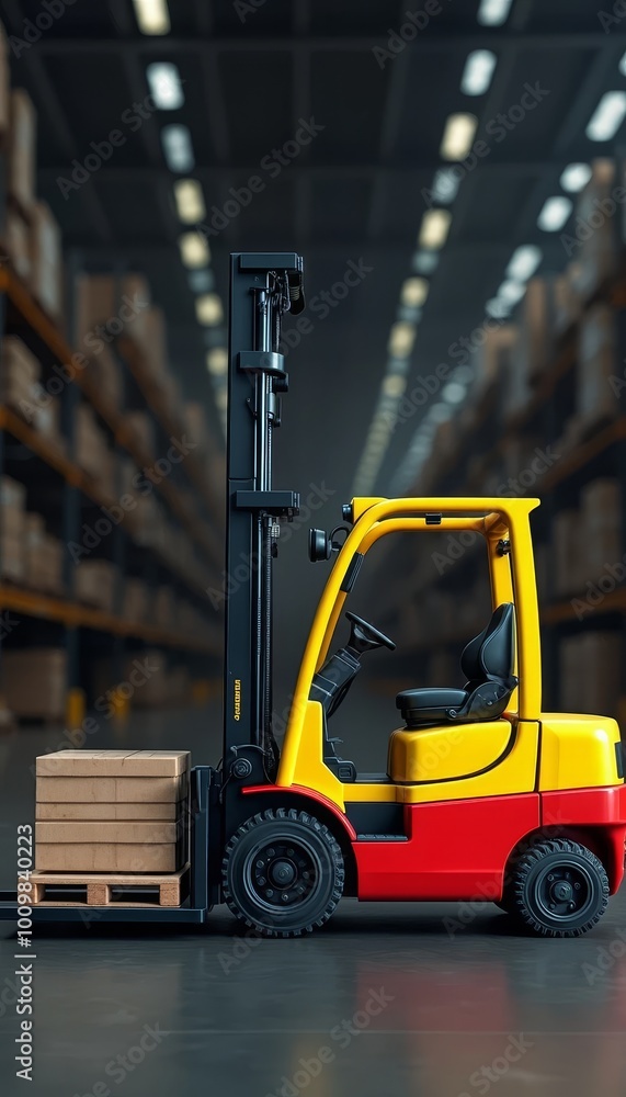 forklift carrying load inside warehouse forklift carrying load inside warehouse