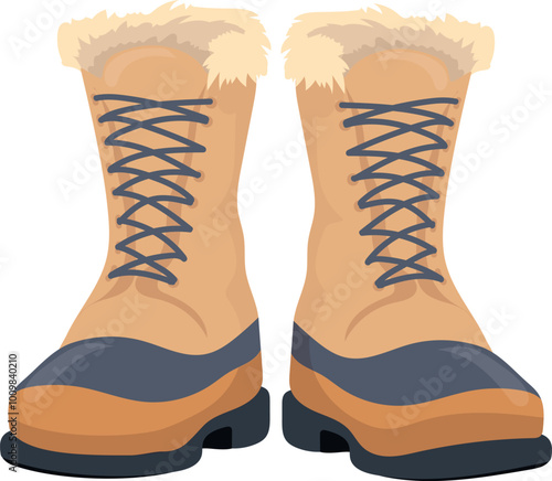 Trekking winter boots cartoon icon. Outdoor footwear