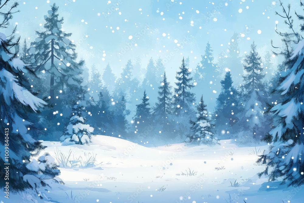 Beautiful winter landscape with snow covered trees.Christmas background with generative ai Beautiful winter landscape with snow covered trees.Christmas background with generative ai