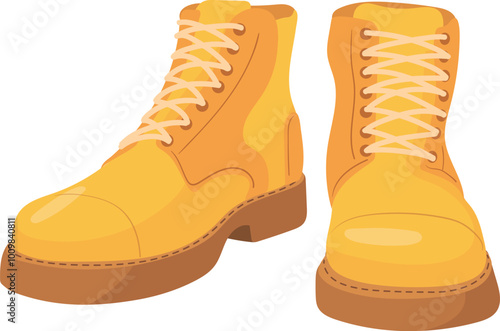 Leather boots cartoon icon. Hiking autumn season footwear