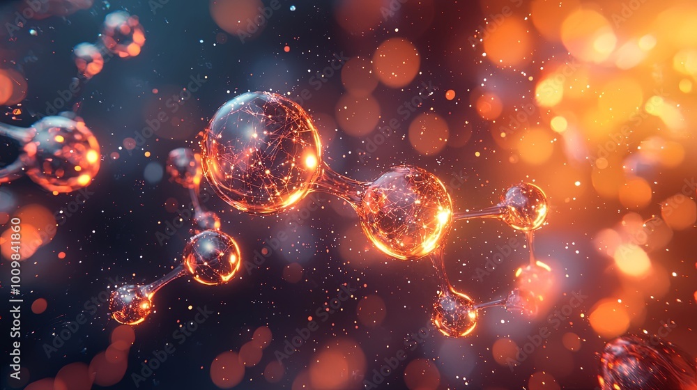 A composition showcasing molecules with glowing spheres and intricate details, reflecting the essence of synergy and harmony within scientific exploration. A composition showcasing molecules with glowing spheres and intricate details, reflecting the essence of synergy and harmony within scientific exploration.