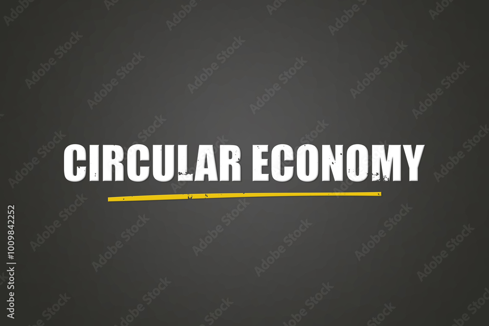 Fototapeta premium Circular Economy. A blackboard with white text. Illustration with grunge text style.