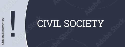 Civil Society. A blue banner illustration with white text. photo