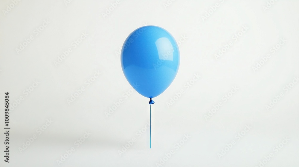 A blue balloon with a stick protruding from its side sits on a white backdrop, providing ample space for text A blue balloon with a stick protruding from its side sits on a white backdrop, providing ample space for text