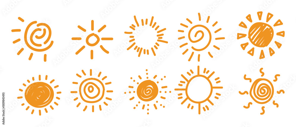 Sun hand drawn, vector doodle Sun hand drawn, vector doodle
