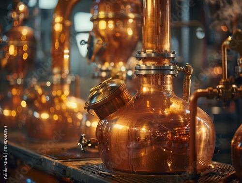 Craft distilling techniques with rich flavors, dynamic and inviting, Culinary, Warm tones, Photograph, Artisanal drinks