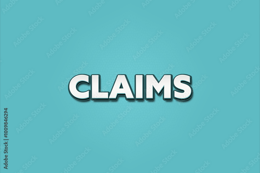 Obraz premium Claims. A Illustration with white text isolated on light green background.