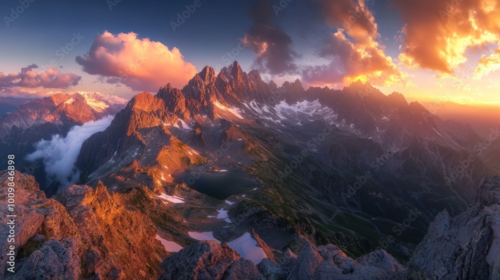 Fototapeta premium Majestic Mountain Range at Sunset