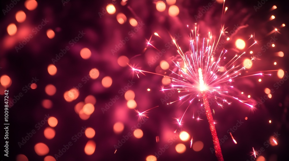 Obraz premium Vibrant Colorful Sparkler Bright Lights Celebration Night Joyful Explosions Fireworks Festive Energy