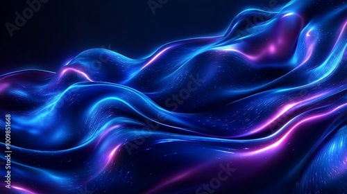 Wallpaper Mural Flowing Blue and Purple Liquid Waves Creating Abstract Fluid Design photo Torontodigital.ca