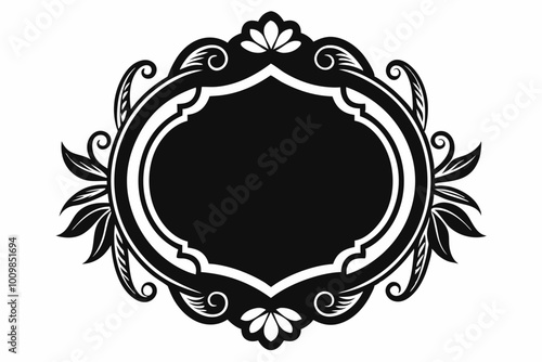  Vertical Traditional vintage frame stock illustration silhouette black vector art illustration